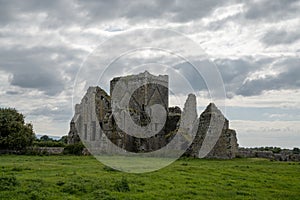 View of the Cistercian Hore Abbey ruins near the Rock of Cashel in County Tipperary of Ireland