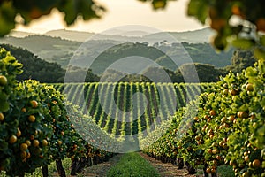 View of citrus orchards on the hillsides photo