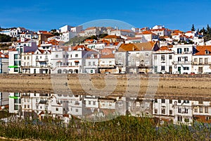 View of city Alcacer do Sal near the river Sado in Portugal