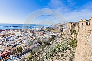 View of the city of Almeria Spain from the Alcazaba