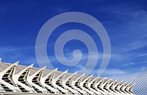 View of the City of Arts and Sciences in Valencia, Spain. Large sky wit large copy space.