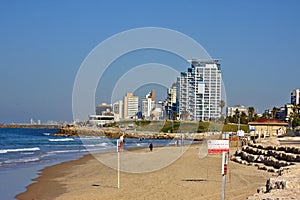 View of City beach and buildings