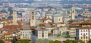 View of the city of Bergamo in Lombardy Italy