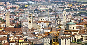 View of the city of Bergamo in Lombardy Italy