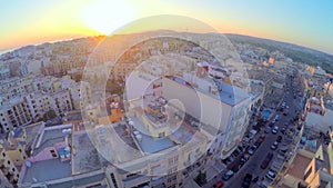 A view of the city from a bird`s-eye view.