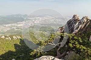 View of city from the Bukhansan National Park in Seoul