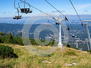 View of the city from the cable cars used to reach the Polish mountains