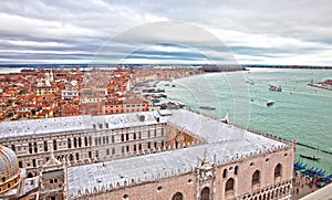 View on city and Canal Grande in Venice