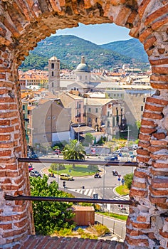 View of the city from castle Priamar, Savona, Liguria, Italy