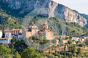 View of the city and church Parroquia Sant Jaume, Tivissa, Tarragona, Catalunya, Spain. photo