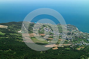 View of the city district of Yalta from the top of the mountain Ai-Petri