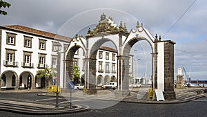 View of the city gates in Ponta Delgada, Azores photo