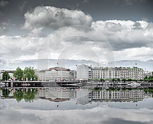 View of city Geneva, the Leman Lake