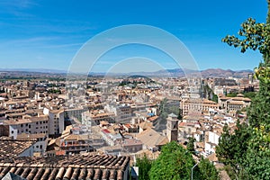 View of the city of Granada in Andalusia, Spain. Europe.