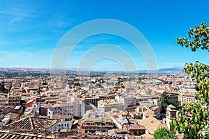 View of the city of Granada in Andalusia, Spain. Europe.