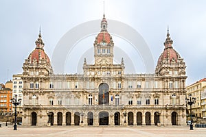 View at the City hall building of A Coruna in Spain
