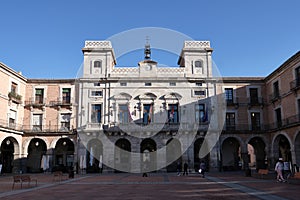 View of the City Hall at the Plaza del Mercado Chico in the morning, Avila, Spain photo