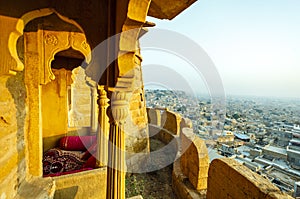 View at the city of Jaisalmer from Jaisalmer fortress, Rajasthan, India