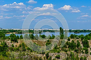 View on a city Komsomolsk and river Dnieper photo