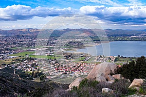 View on the city of Lake Elsinore, Southern California USA