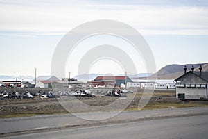 view of the city of Longyearbyen in Svalbard Islands, Norway