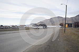 view of the city of Longyearbyen in Svalbard Islands, Norway