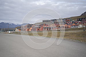 view of the city of Longyearbyen in Svalbard Islands, Norway
