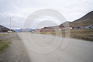 view of the city of Longyearbyen in Svalbard Islands, Norway