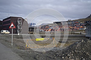 view of the city of Longyearbyen in Svalbard Islands, Norway