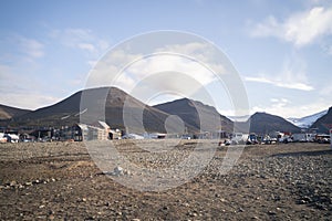 view of the city of Longyearbyen in Svalbard Islands, Norway