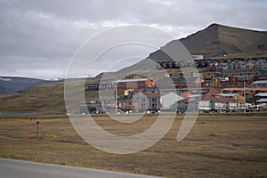 view of the city of Longyearbyen in Svalbard Islands, Norway