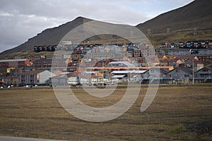 view of the city of Longyearbyen in Svalbard Islands, Norway