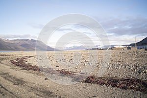 view of the city of Longyearbyen in Svalbard Islands, Norway