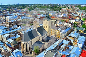 View of the city Lviv birds eye view