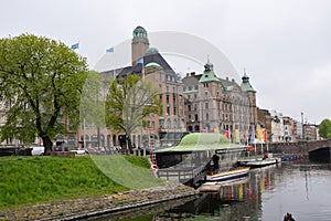 View of city Malmo with canal