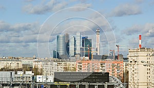View of the city of Moscow and St. Andrew's Bridge, Russia