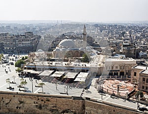 View of city and mosque in aleppo syria