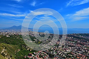 View of the city of Naples, the historic center and its coast.