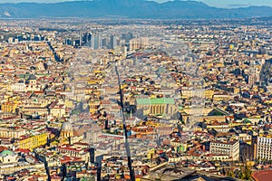 View of the city of Naples, Italy and the city historic center photo