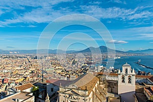 View of the city of Naples, Italy and the seaport photo