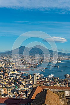 View of the city of Naples, Italy and the seaport photo