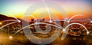 View of the city by night