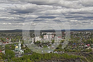 View of the city of Nizhny Tagil from the top of the mountain