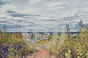 View of the city of Nizhny Tagil from the top of the mountain