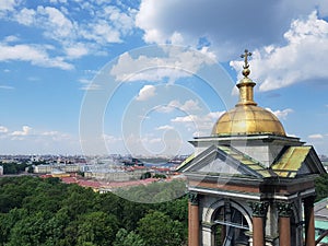 View of the city from the observation platform of St. Isaac`s Cathedral