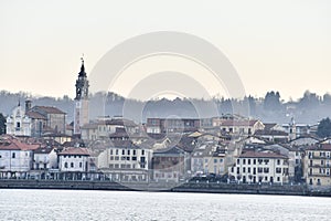 view of the city oleggio angera bergamo north italy