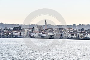 view of the city oleggio angera bergamo north italy