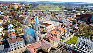 View of city of Oswiecim in Poland, where Nazi Auschwitz concentration camp is located photo
