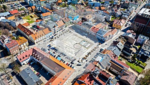 View of city of Oswiecim in Poland, where Nazi Auschwitz concentration camp is located photo