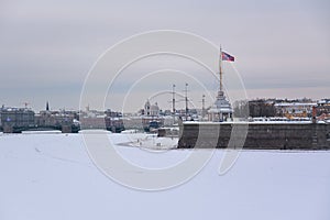 View of the city and the Peter and Paul Fortress from Neva. St. Petersburg